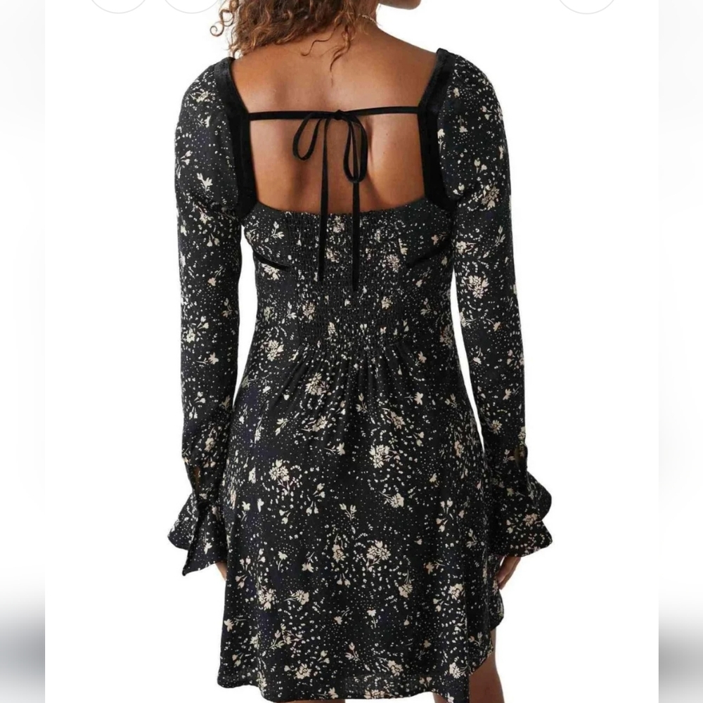 Sale ❗️Free People Tess Mini Dress Black Floral and Velvet Ribbon Size XS - Picture 5 of 6